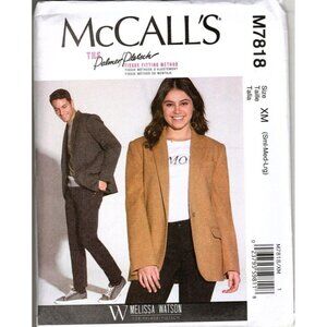 McCall's M7818 Unisex S to L Blazer Jacket Melissa Watson Uncut Sewing Pattern